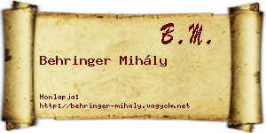 Behringer Mihály névjegykártya